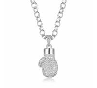 THE BLING KING Premium Silver Plated Boxing Glove Pendant with 7mm Cuban Chain - 22 Inches, 45g | Statement Men’s Jewellery