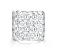 THE BLING KING XXL Bold Chunky Keeper Ring, Brass, Silver Plated,