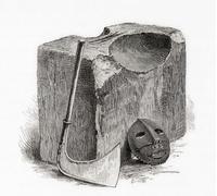 The block axe and executioner's mask. From London Pictures published 1890. Poster Print by Hilary Jane Morgan (14 x 13)