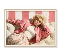 The Blonde Bombshell - Marilyn Print, A3 UNFRAMED Print, Woman on Sofa Oil Painting Art Print, Soft Tonal Painting Decor, Aesthetic Pink Wall Art Print