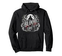 The Blood Is the Life - Bram Stoker Vampire Dracula Quote Pullover Hoodie, Adult Unisex, Black, XX-Large