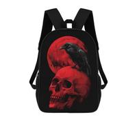 The Blood-red Skulls And Crow Classic 17Inch Backpack Travel Daypack Laptop with Side Pockets for Men Women