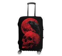 The Blood-red Skulls and Crow Luggage Case Cover Protective Suitcase Covers Anti Scratch Baggage Washable Fits 19-32 Inch S