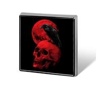 The Blood-red Skulls And Crow Square Metal Brooches 1 Inch Memorial Badges Exquisite Decorations Pins for Clothing