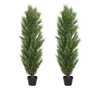 THE BLOOM TIMES 5ft Topiary Trees Artificial Outdoors 2 Pack Fake Outdoor Plants Faux Cedar Pine Bushes and Shrubs Set of 2 for Front Porch 5 Foot