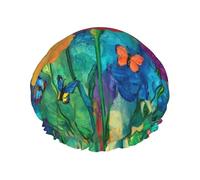 The blooming rainbow flower Reusable shower cap - double-layer waterproof, elastic, environmentally friendly daily use shower cap