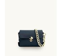 The Bloxsome Leather Crossbody Bag With Gold Chain Strap Apatchy London Navy One Size