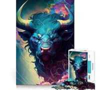 The BLUE ANGRY BULL Jigsaws 1000 Pieces for Adults Brain Challenge Toy Peaceful Time Clear Cut Art Collectible (38x52cm)