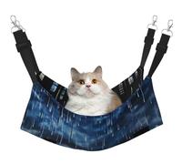 The Blue Binary Hanging Pet Hammock with Adjustable Straps and Metal Hooks Double Sided Bed