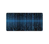 The Blue Binary Matrix Desk Pad Waterproof Writing Mouse Pad Non-Slip Laptop Desk Protector Large Office Desk Mat Computer Keyboard Rubber Mat for Work Home Decor 12" X 24"
