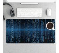 The Blue Binary Matrix Gaming Mouse Pad 12x24 Inch Desk Pad Protector Waterproof Non-Slip Rubber Base Keyboard Mat Extra Large Desktop Mat for Office Home Computer Laptop Table Accessory