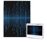 The Blue Binary Matrix Jigsaw Puzzles 500 Pieces Wooden Puzzle Personalized Photo Jigsaw for Adults Picture Puzzle Wedding Puzzle for Birthday Valentines Day Anniversary