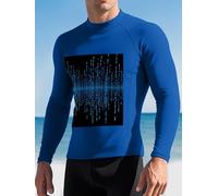 The Blue Binary Matrix Men's Rash Guard Swim Shirts UPF 50+ Long Sleeve Compression Surfing Wetsuit Top Quick Dry