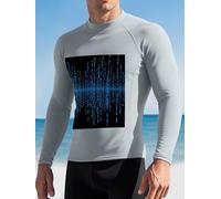 The Blue Binary Matrix Men's Rash Guard Swim Shirts UPF 50+ Long Sleeve Compression Surfing Wetsuit Top Quick Dry