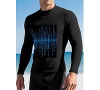 The Blue Binary Matrix Men's Rash Guard Swim Shirts UPF 50+ Long Sleeve Compression Surfing Wetsuit Top Quick Dry