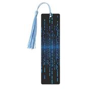The Blue Binary Matrix Metal Bookmarks with Tassel,Cool Book Markers for Reading Women, Men,Aluminum Hanging Ornament Fancy Handmade Craft Reading Accessories Gift for Book Lovers S