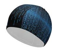The Blue Binary Matrix Swim Caps for Men Women Comfortable High Elasticity Swimming Cap Personalized Swimming Hat Breathable Swim Hats Keeps Hair Clean Bathing Cap for Long Short Hair
