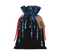 The Blue Binary Print Christmas Drawstring Gift Bags Festive Sack Xmas Birthday Party Present Packaging