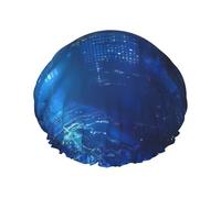 the Blue Binary Print Double Layers Shower Cap Bathing Shower Caps Ladies Men Shower Caps Salon Home Use