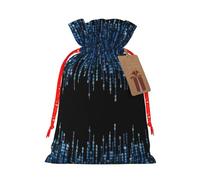The Blue Binary Print Holiday Burlap Gift Bag With Drawstring, Small Party Favor Pouches For Christmas Gifting-S Size