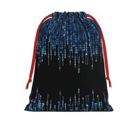 The Blue Binary Print Holiday Drawstring Gift Bags, Jewelry Pouch, Reusable Christmas Party Favor Pouchs, M
