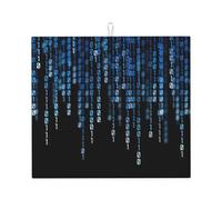 The Blue Binary Print Kitchen Counter Absorbent Dish Drying Mat Foldable Reusable Coffee Sink Rack Pad
