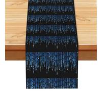 The Blue Binary Print Linen-Like Table Runner Durable Dining Table Decor For Kitchen Offices Party 13x72 In