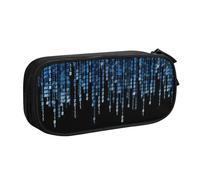 The Blue Binary Print Pencil Pouch Storage Cosmetics Art Tools Supplies Students Teachers Versatile Use