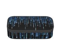 The Blue Binary Print Teen Large Storage Pencil Case Stationery Organizer School College Business Travel