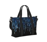 The Blue Binary Print Travel Hand Bag Lightweight Foldable Carry Tote for Weekend Trip Vacation Airplane
