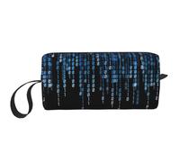 The Blue Binary Print Travel Storage Case Portable Cosmetic Pouch Zippered Organizer Bag for Orderly Arrangement