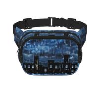 The Blue Binary Print Unisex Square Double Layer Waist Bag, Multi-Pocket for Sports Travel Daily Use