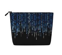 The Blue Binary Printed Fake Hemp Makeup Bag â€“ Travel Toiletry Organizer, Daily Storage, Business Trip Essential