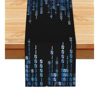 the Blue Binary Printed Table Runner 13x72in, Spring Decor Table Cloth for Kitchen Dining Table & Holiday Family Gatherings