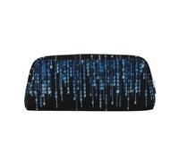 The Blue Binary Printing School Leather Zippered Fountain Ballpoint Rollerball Pens Pouch Pencils Case Holder for Pupil