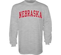The Blue Brand Blue84 NCAA Nebraska Cornhuskers Mens Arching Team Name Long Sleeve T Shirt, Nebraska Cornhuskers, X-Large, dark heather gray (TLFR_DH)