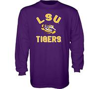 The Blue Brand NCAA LSU Tigers Mens Long Sleeve T Shirt Line Up Team Color, Lsu Tigers Purple, XX-Large