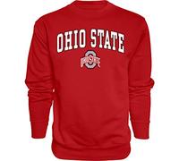 The Blue Brand NCAA Ohio State Buckeyes Mens Crewneck Sweatshirt Team Color Arching Over, Ohio State Buckeyes Red, X-Large
