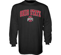 The Blue Brand NCAA Ohio State Buckeyes Mens Long Sleeve T Shirt Black Arching Over, Ohio State Buckeyes Black, Large