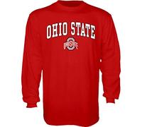 The Blue Brand NCAA Ohio State Buckeyes Mens Long Sleeve T Shirt Team Color Arching Over, Ohio State Buckeyes Red, Large