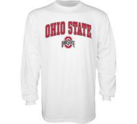 The Blue Brand NCAA Ohio State Buckeyes Mens Long Sleeve T Shirt White Arching Over, Ohio State Buckeyes White, XX-Large