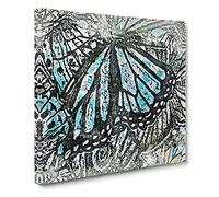 The Blue Butterfly Effect Canvas Print | Gallery Wrapped 30mm Frame Wall Art | 20x20 inches | Ready to Hang | Abstract Animals Picture | Living Room Bedroom Lounge Office
