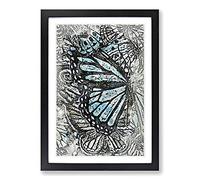 The Blue Butterfly Effect in Abstract Framed Print | A2 Black Framed Wall Art | Ready to Hang | Abstract Animal Picture | Living Room Bedroom Lounge Office