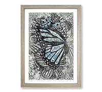 The Blue Butterfly Effect in Abstract Framed Print | A2 Oak Framed Wall Art | Ready to Hang | Abstract Animal Picture | Living Room Bedroom Lounge Office