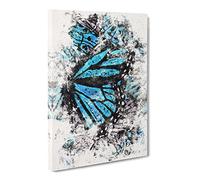 The Blue Butterfly Effect Watercolour Canvas Print | Gallery Wrapped 30mm Frame Wall Art | 30x20 inches | Ready to Hang | Modern Animals Picture | Living Room Bedroom Lounge Office