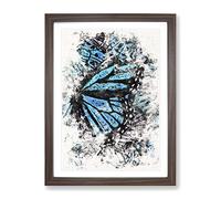 The Blue Butterfly Effect Watercolour Modern Framed Print | A4 Walnut Framed Wall Art | Ready to Hang | Modern Animal Picture | Living Room Bedroom Lounge Office