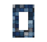The Blue Denim Checker Pattern Light Switch Wall Plate Faceplate Cover Single Rocker 1 Gang Decorator Outlet Receptacle Covers for Home Kitchen Room Bathroom Decor