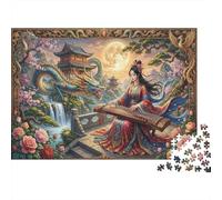 The Blue Dragon's Melody 500 Piece Wooden Jigsaw Puzzle,Stress Relief,Wood,Whimsical Challenge,Educational Toy,Home Wall Decor,Gift Idea,Adults & Kids 14+ (52x38cm)
