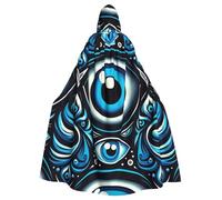The-Blue-Evil-Eye Adult Witch Hooded Cape, Halloween Costume Hooded Cloak