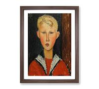 The Blue Eyed Boy By Amedeo Modigliani Classic Painting Framed Print | A2 Walnut Framed Wall Art | Ready to Hang | Classic Historical Picture | Living Room Bedroom Lounge Office